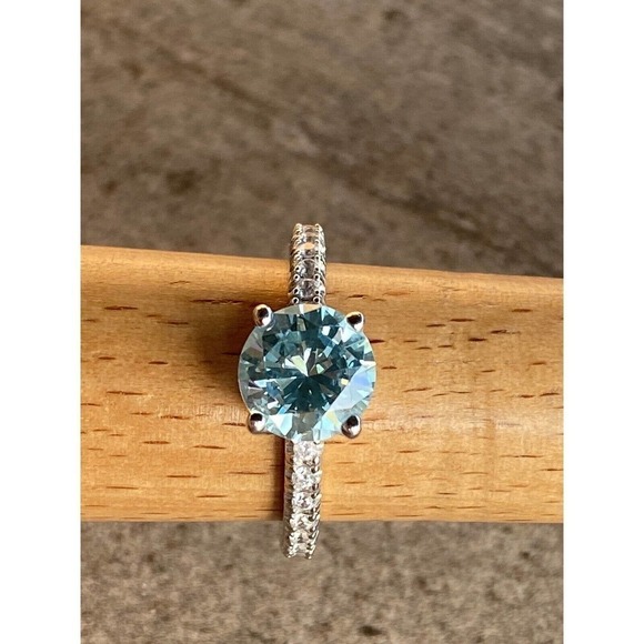 925 BBJ Ring Sterling Silver Aqua Blue Tourmaline & CZs Size 9 4.55g - Picture 10 of 12